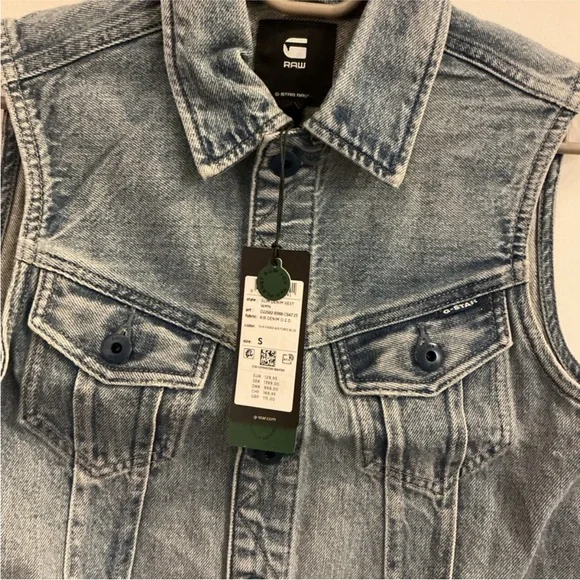 G Star Raw Slim Denim Vest | Size S - Picture 5 of 7